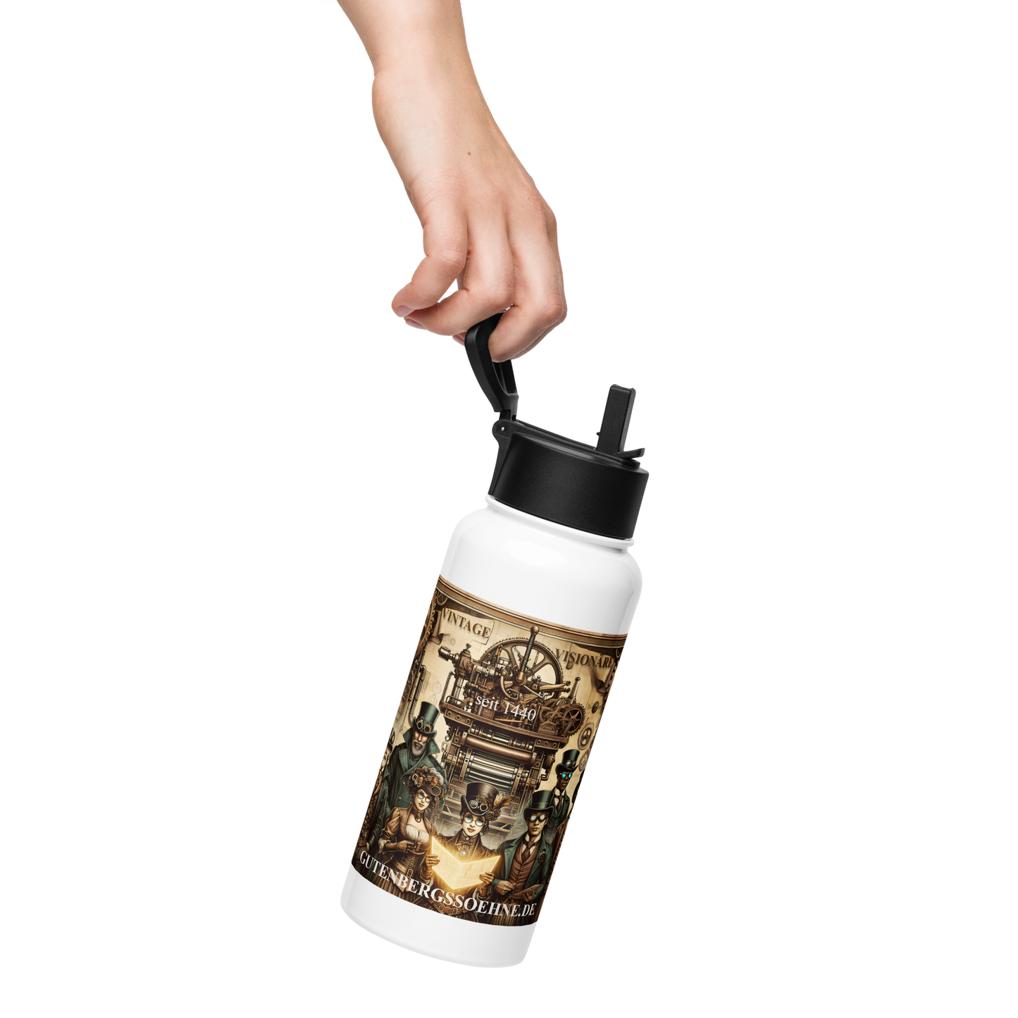 Edelstahl-Trinkflasche „Vintage Visionäre 1440“ – Zeitlos stilvoll, maximal funktional ⚙️