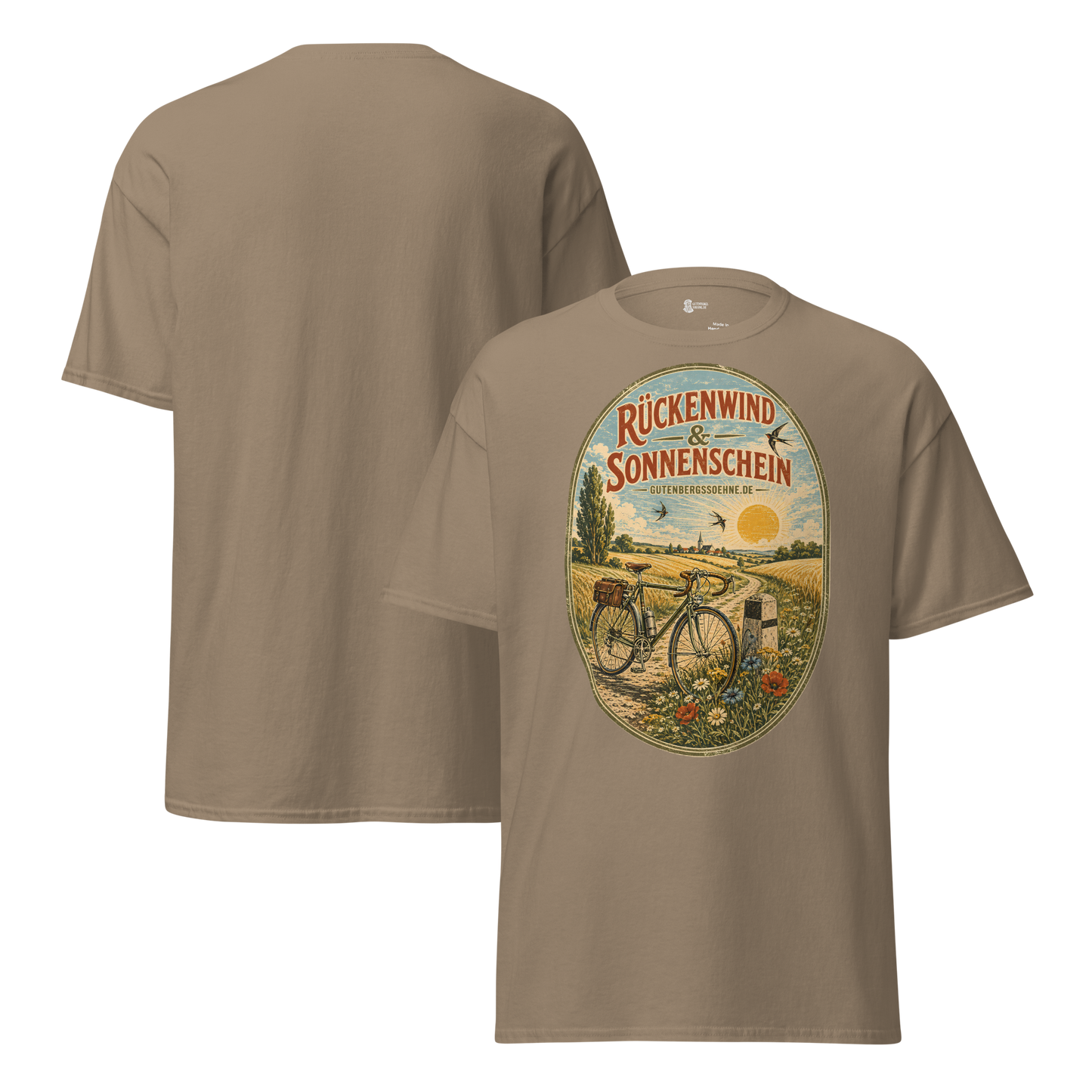 Vintage Unisex T-Shirt Rückenwind und Sonnenschein in braune Savanne