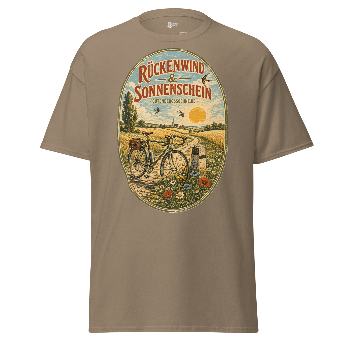 Vintage Unisex T-Shirt Rückenwind und Sonnenschein braune Savanne