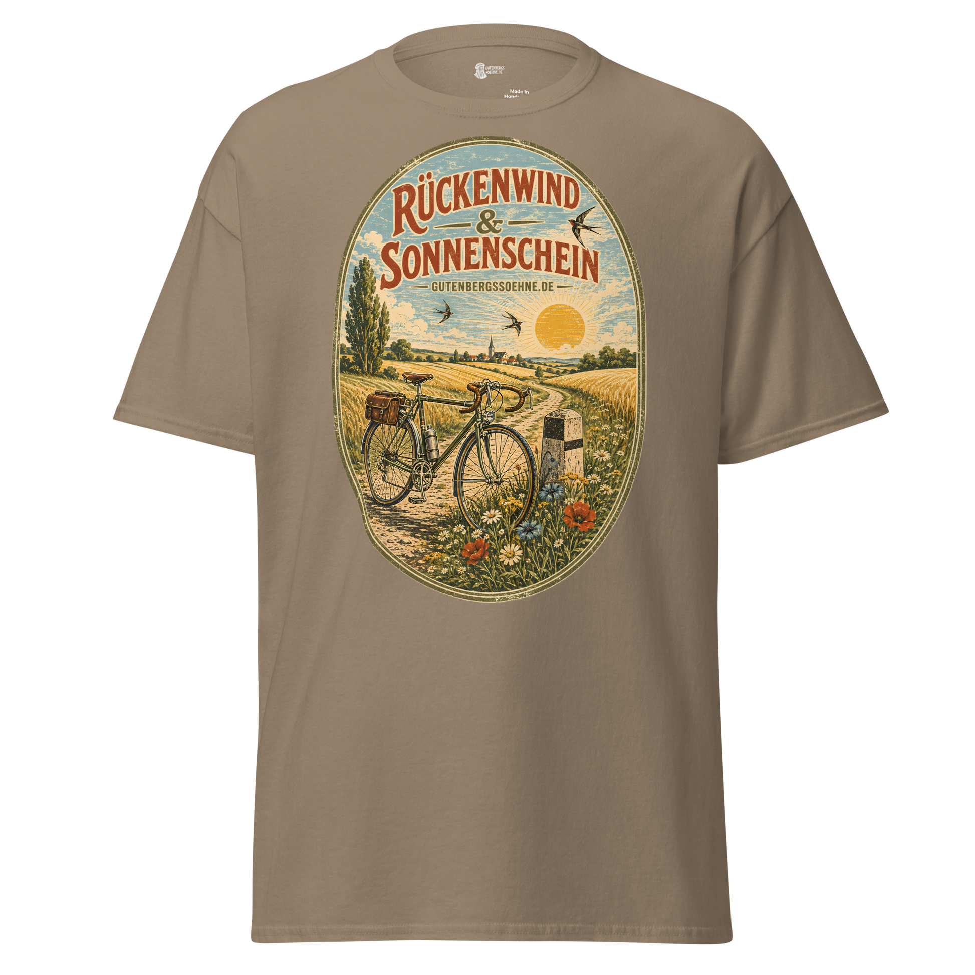 Vintage Unisex T-Shirt Rückenwind und Sonnenschein braune Savanne