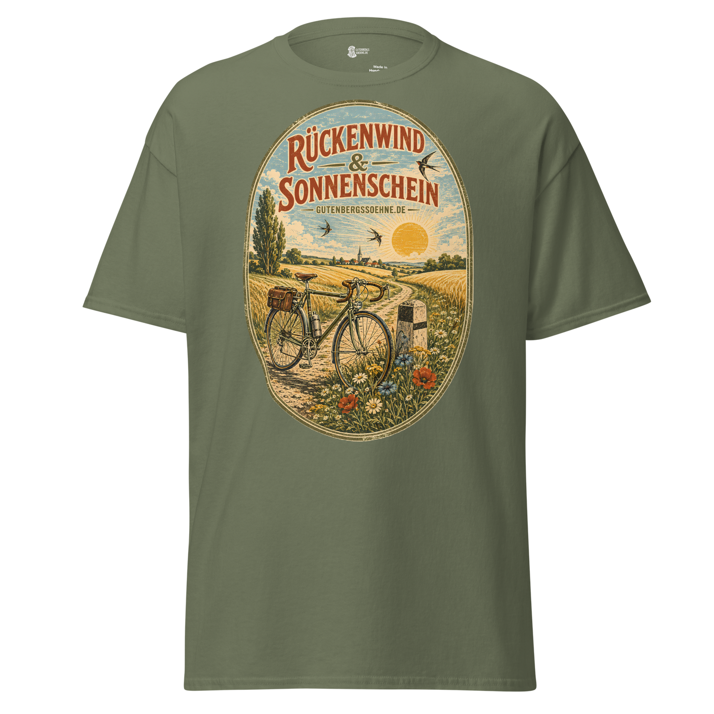 Vintage Unisex T-Shirt Rückenwind und Sonnenschein militärgrün
