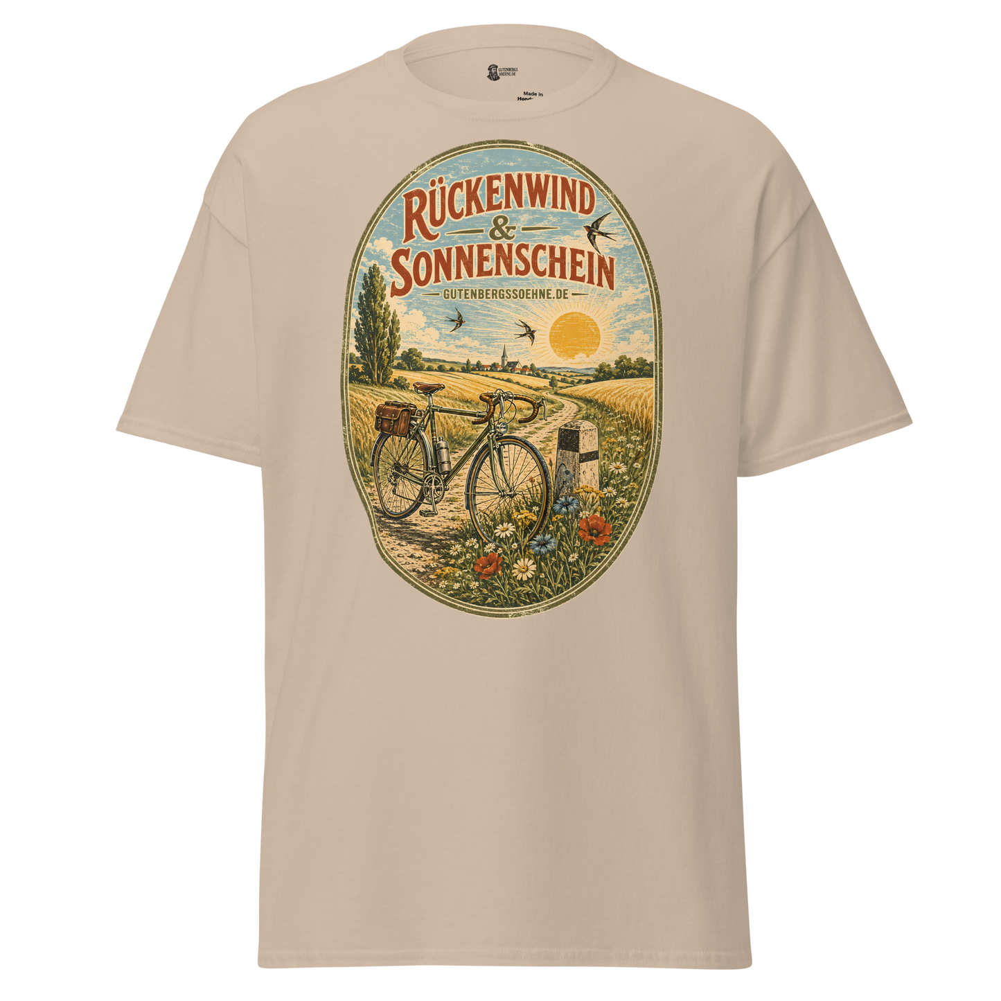 Vintage Unisex T-Shirt Rückenwind und Sonnenschein sandfarben