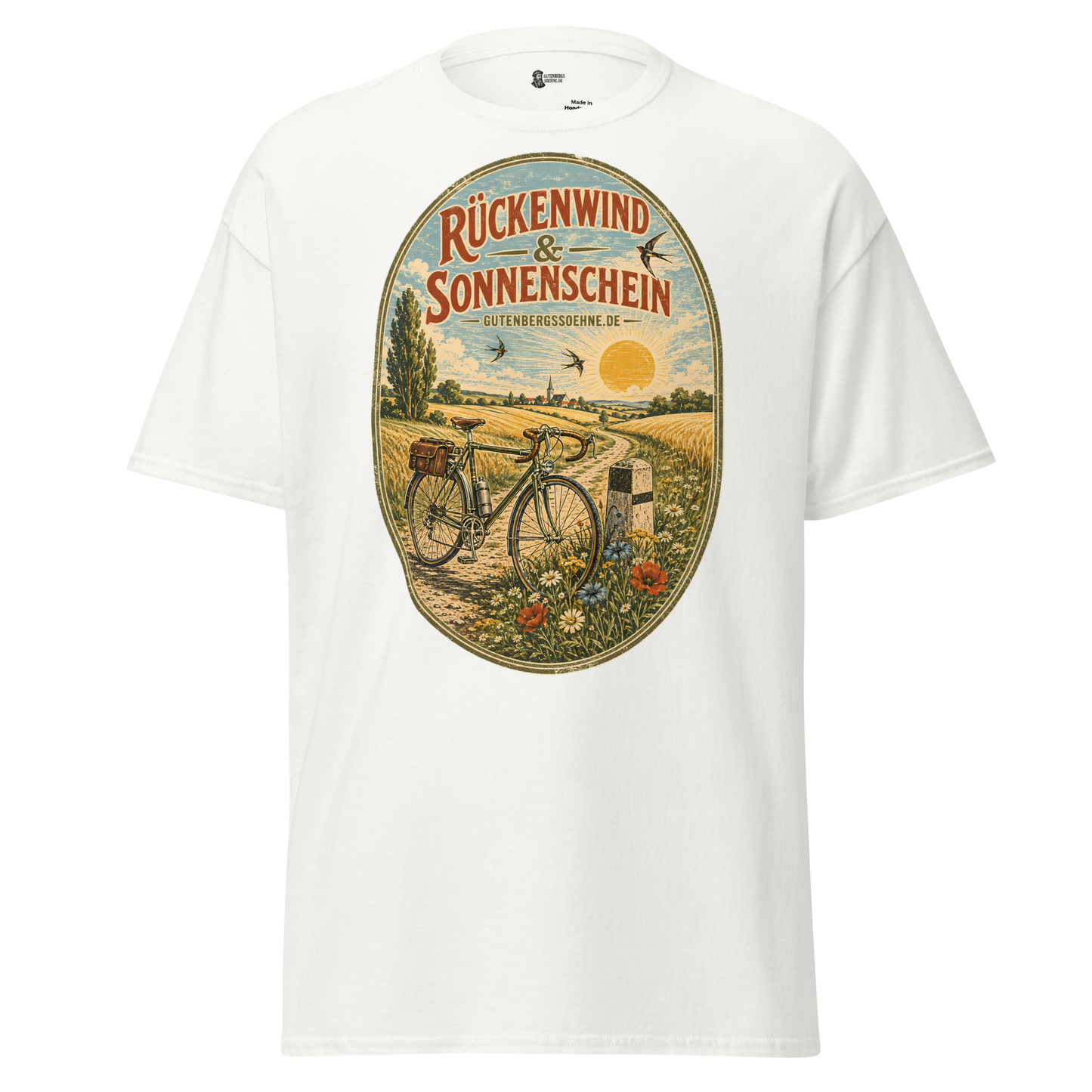 Vintage Unisex T-Shirt Rückenwind und Sonnenschein in weiß