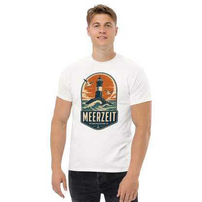 Vintage Unisex T-Shirt mit dem Schriftzug Meerzeit weiß GutenbergsSoehne.de