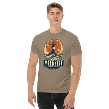 Vintage Unisex T-Shirt mit dem Schriftzug Meerzeit braune Savanne GutenbergsSoehne.de