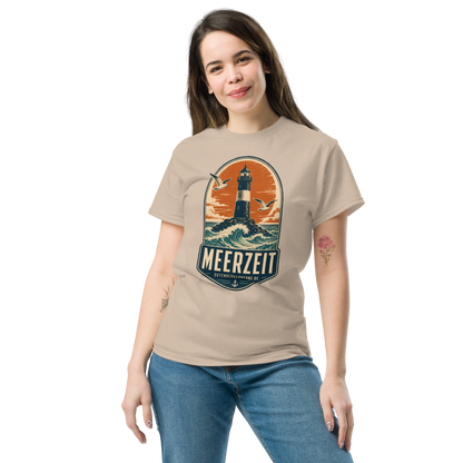 Vintage Unisex T-Shirt mit dem Schriftzug Meerzeit sandfarben GutenbergsSoehne.de