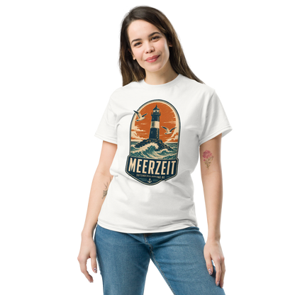 Vintage Unisex T-Shirt mit dem Schriftzug Meerzeit weiß GutenbergsSoehne.de