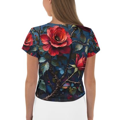 Crop-Top „Dunkle Rose Allover“ – Dein florales Statement-Piece