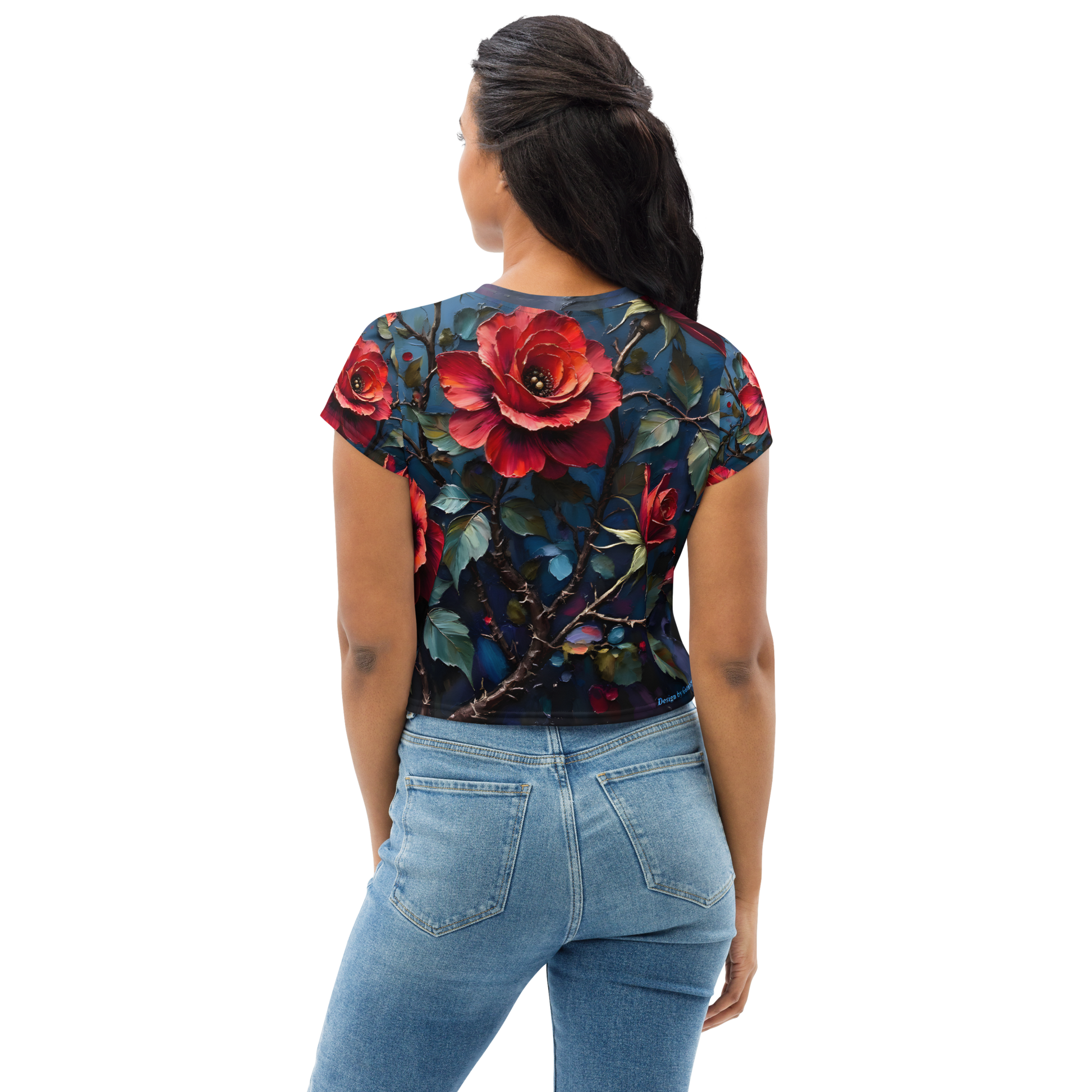 Crop-Top „Dunkle Rose Allover“ – Dein florales Statement-Piece