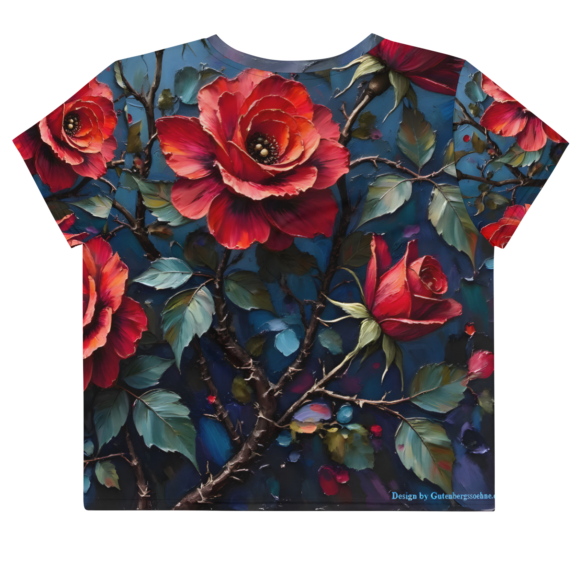Crop-Top „Dunkle Rose Allover“ – Dein florales Statement-Piece