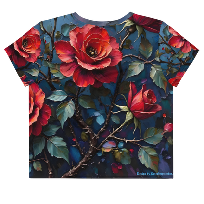 Crop-Top „Dunkle Rose Allover“ – Dein florales Statement-Piece