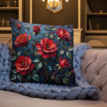 Premium-Kissen „Dunkle Rose“ – Florale Eleganz für dein Zuhause