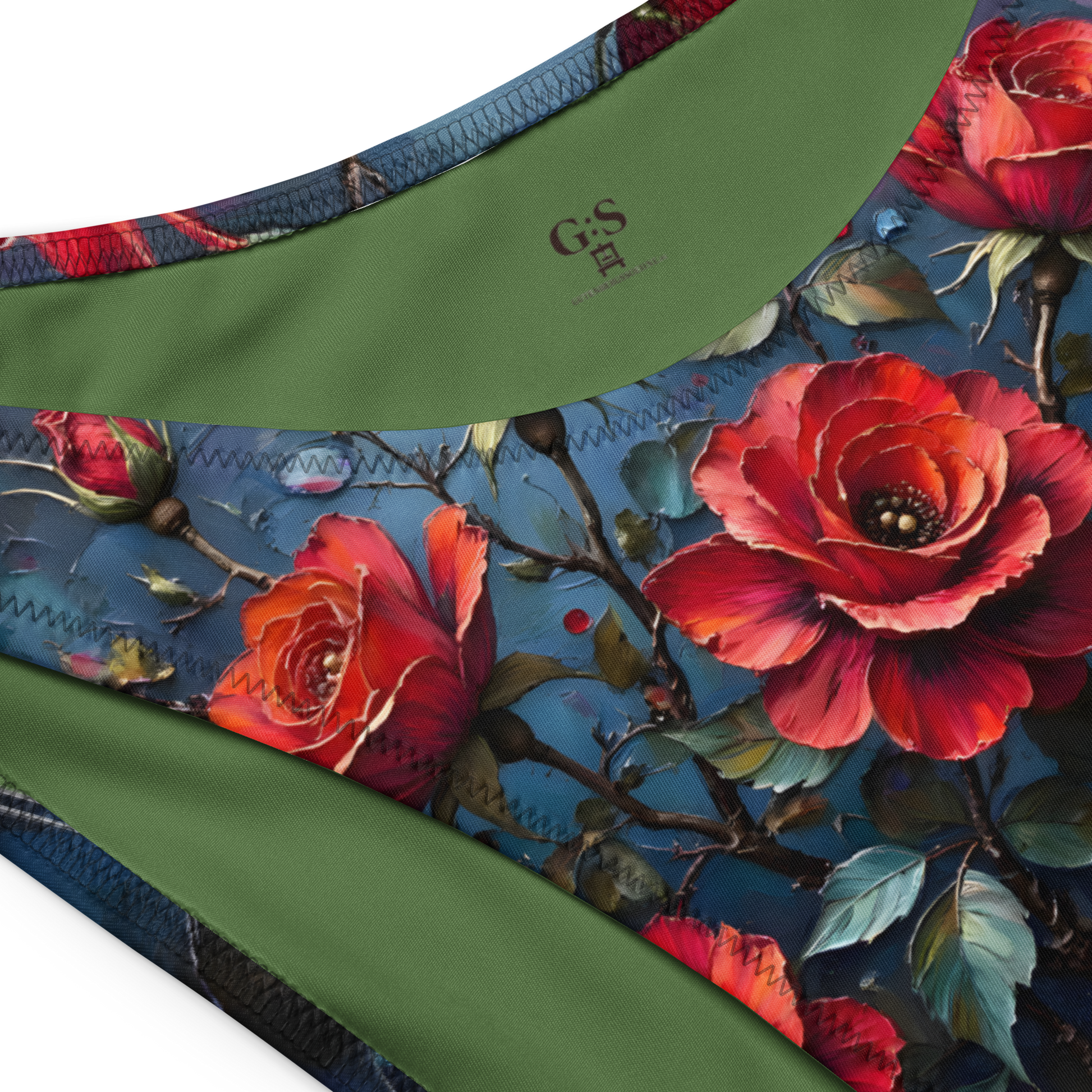 Recycelter Bandeau-Bikini „Dunkle Rose Allover“ – Nachhaltiger Stil für sonnige Momente