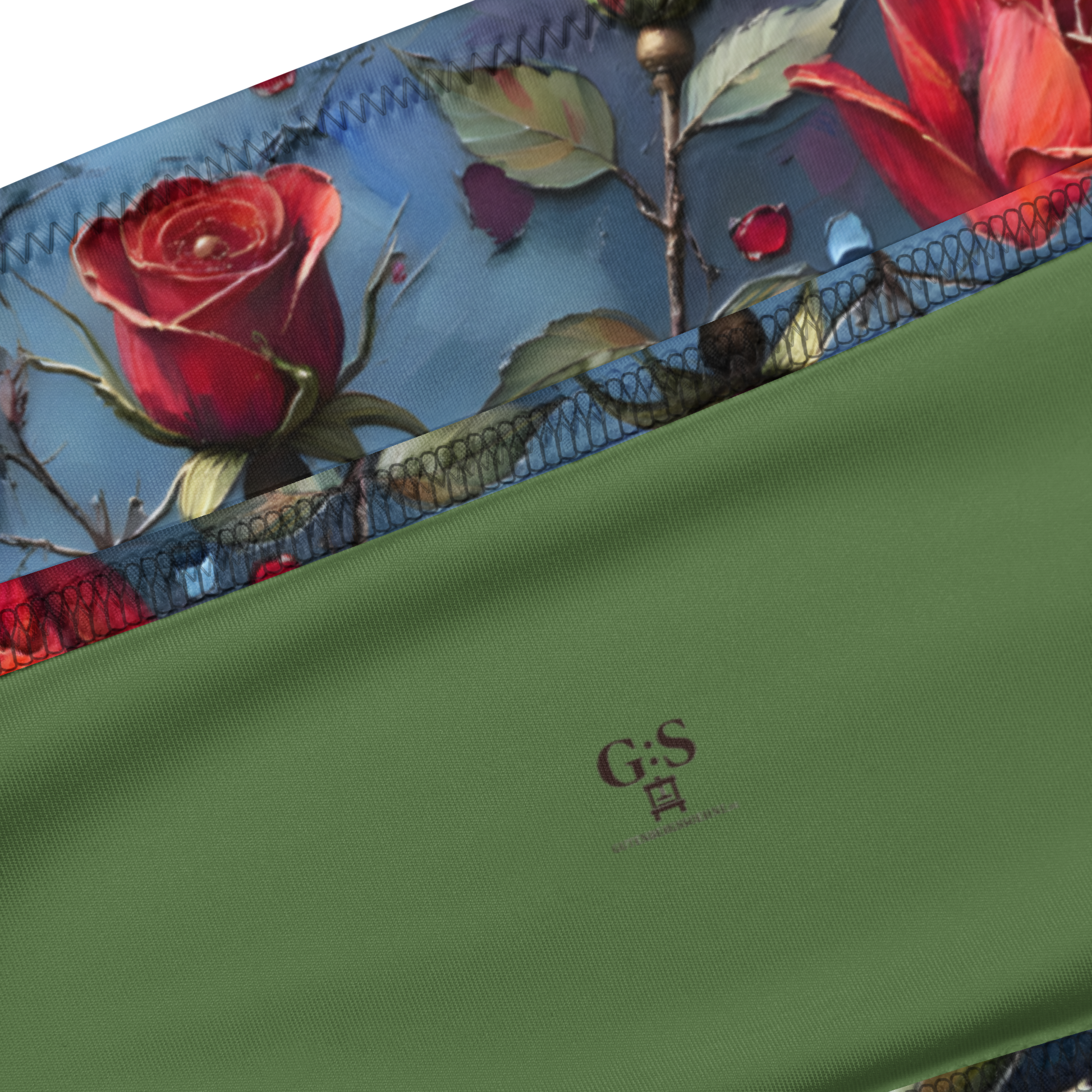 Recycelter Bandeau-Bikini „Dunkle Rose Allover“ – Nachhaltiger Stil für sonnige Momente