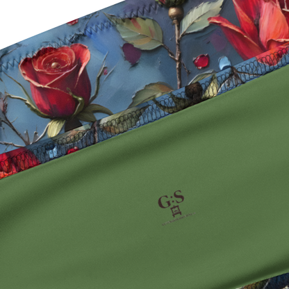 Recycelter Bandeau-Bikini „Dunkle Rose Allover“ – Nachhaltiger Stil für sonnige Momente