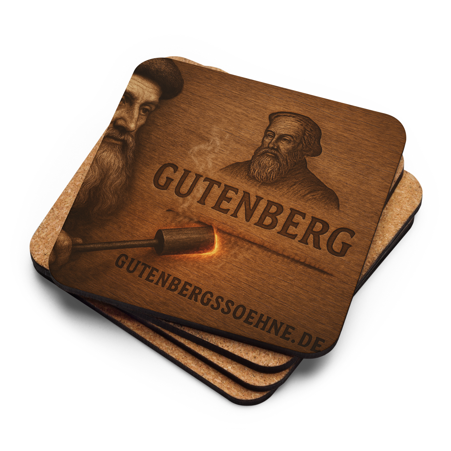 Korkuntersetzer „Gutenbergs Söhne“ – Handwerkskunst trifft Design