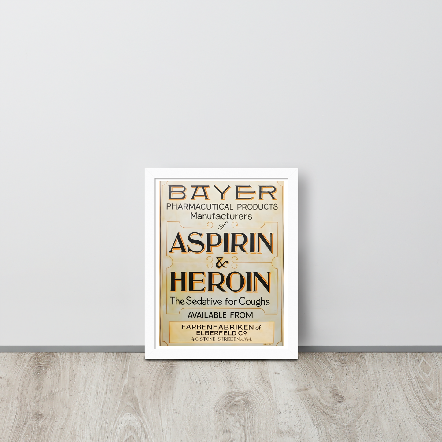Aspirin & Heroin – Gerahmtes Apothekenposter | Deko von GutenbergsSoehne.de 🖼️