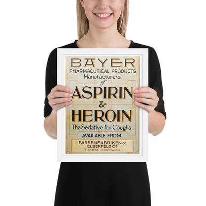 Aspirin & Heroin – Gerahmtes Apothekenposter | Deko von GutenbergsSoehne.de 🖼️