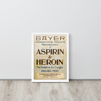 Aspirin & Heroin – Gerahmtes Apothekenposter | Deko von GutenbergsSoehne.de 🖼️
