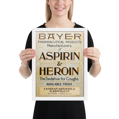 Aspirin & Heroin – Gerahmtes Apothekenposter | Deko von GutenbergsSoehne.de 🖼️