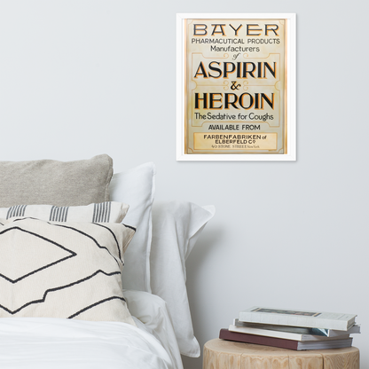Aspirin & Heroin – Gerahmtes Apothekenposter | Deko von GutenbergsSoehne.de 🖼️