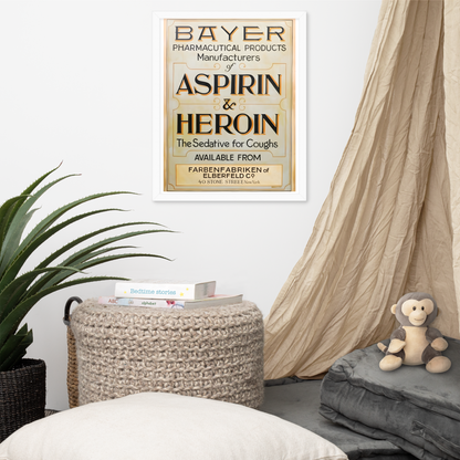 Aspirin & Heroin – Gerahmtes Apothekenposter | Deko von GutenbergsSoehne.de 🖼️
