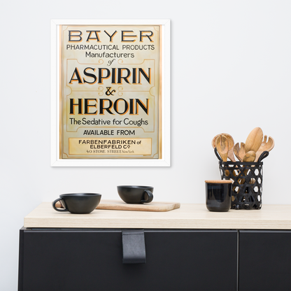Aspirin & Heroin – Gerahmtes Apothekenposter | Deko von GutenbergsSoehne.de 🖼️