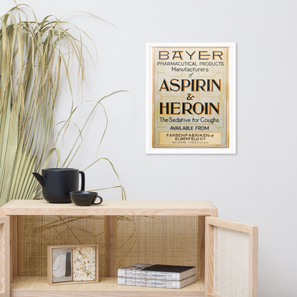 Aspirin & Heroin – Gerahmtes Apothekenposter | Deko von GutenbergsSoehne.de 🖼️