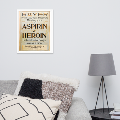 Aspirin & Heroin – Gerahmtes Apothekenposter | Deko von GutenbergsSoehne.de 🖼️