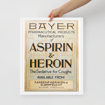 Aspirin & Heroin – Gerahmtes Apothekenposter | Deko von GutenbergsSoehne.de 🖼️
