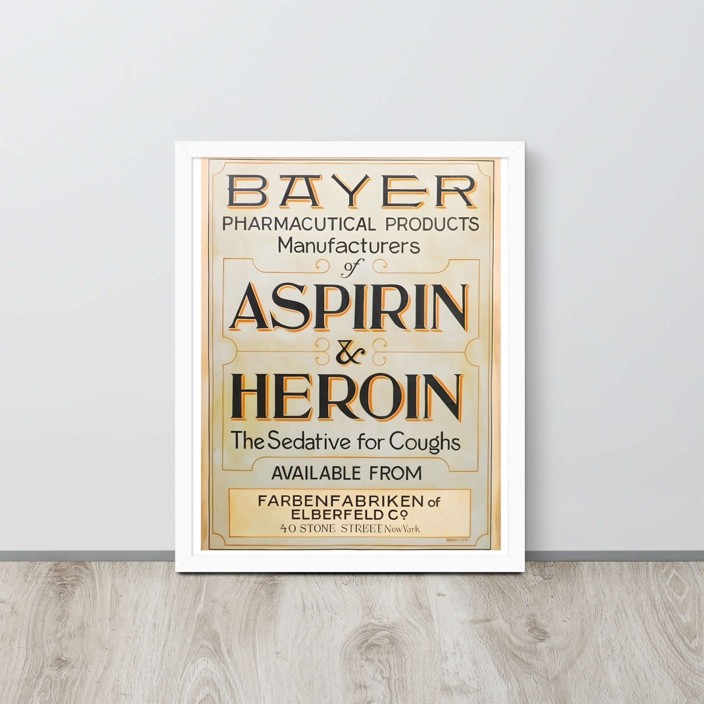 Aspirin & Heroin – Gerahmtes Apothekenposter | Deko von GutenbergsSoehne.de 🖼️
