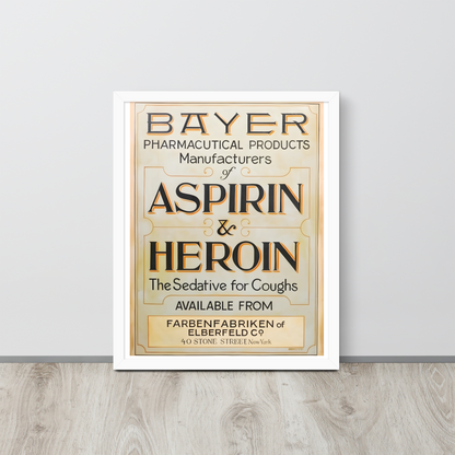 Aspirin & Heroin – Gerahmtes Apothekenposter | Deko von GutenbergsSoehne.de 🖼️