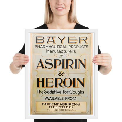 Aspirin & Heroin – Gerahmtes Apothekenposter | Deko von GutenbergsSoehne.de 🖼️