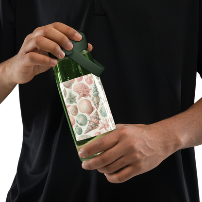 Wasserflasche mit Trinkhalm – Muscheldesign | Stylisch, robust, nachhaltig. 🐚