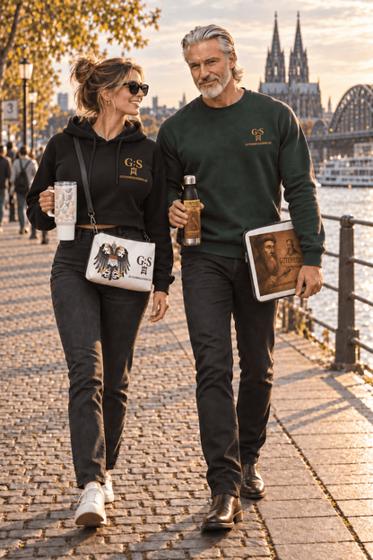 Crop-Hoodie, Sweatshirt, Umhängetasche, Laptoptasche, Reisebecher, Edelstahltrinkflasche - GutenbergsSöhne