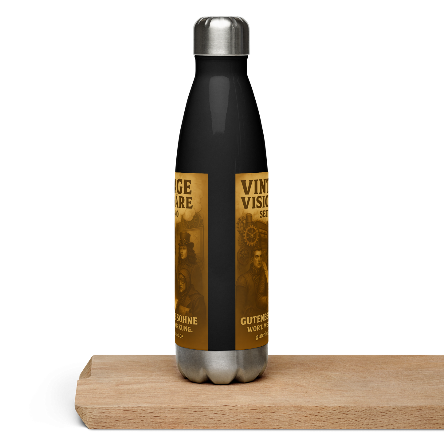 Edelstahl-Trinkflasche „Vintage Visionäre“ – Stil trifft Funktion 🛠️