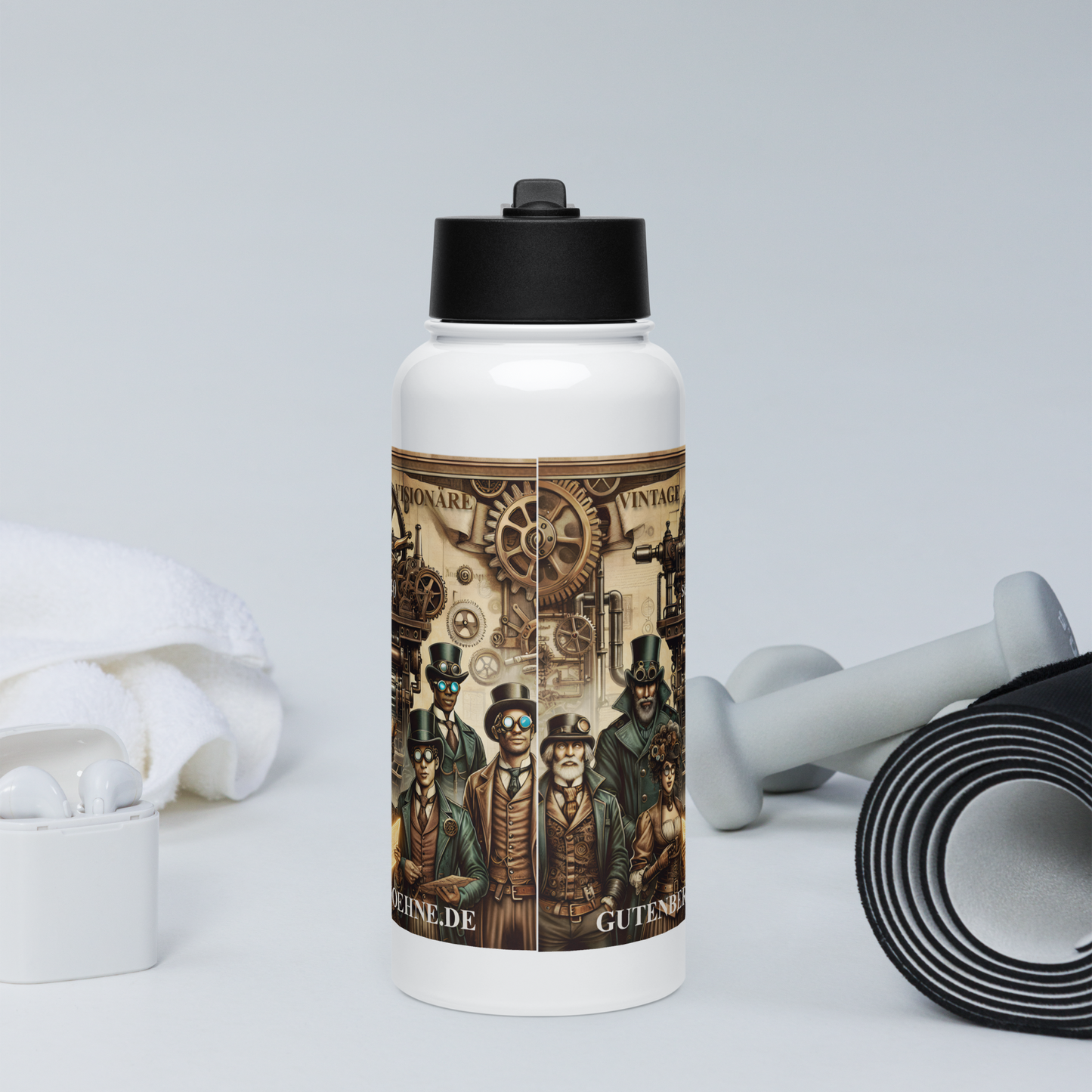 Edelstahl-Trinkflasche „Vintage Visionäre 1440“ – Zeitlos stilvoll, maximal funktional ⚙️