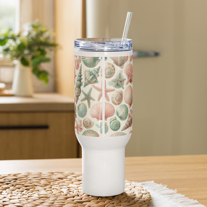 Reisebecher mit Griff – Muscheldesign | Stilvoll unterwegs, egal wohin 🌀