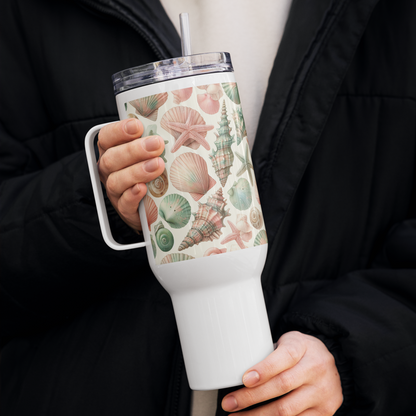 Reisebecher mit Griff – Muscheldesign | Stilvoll unterwegs, egal wohin 🌀