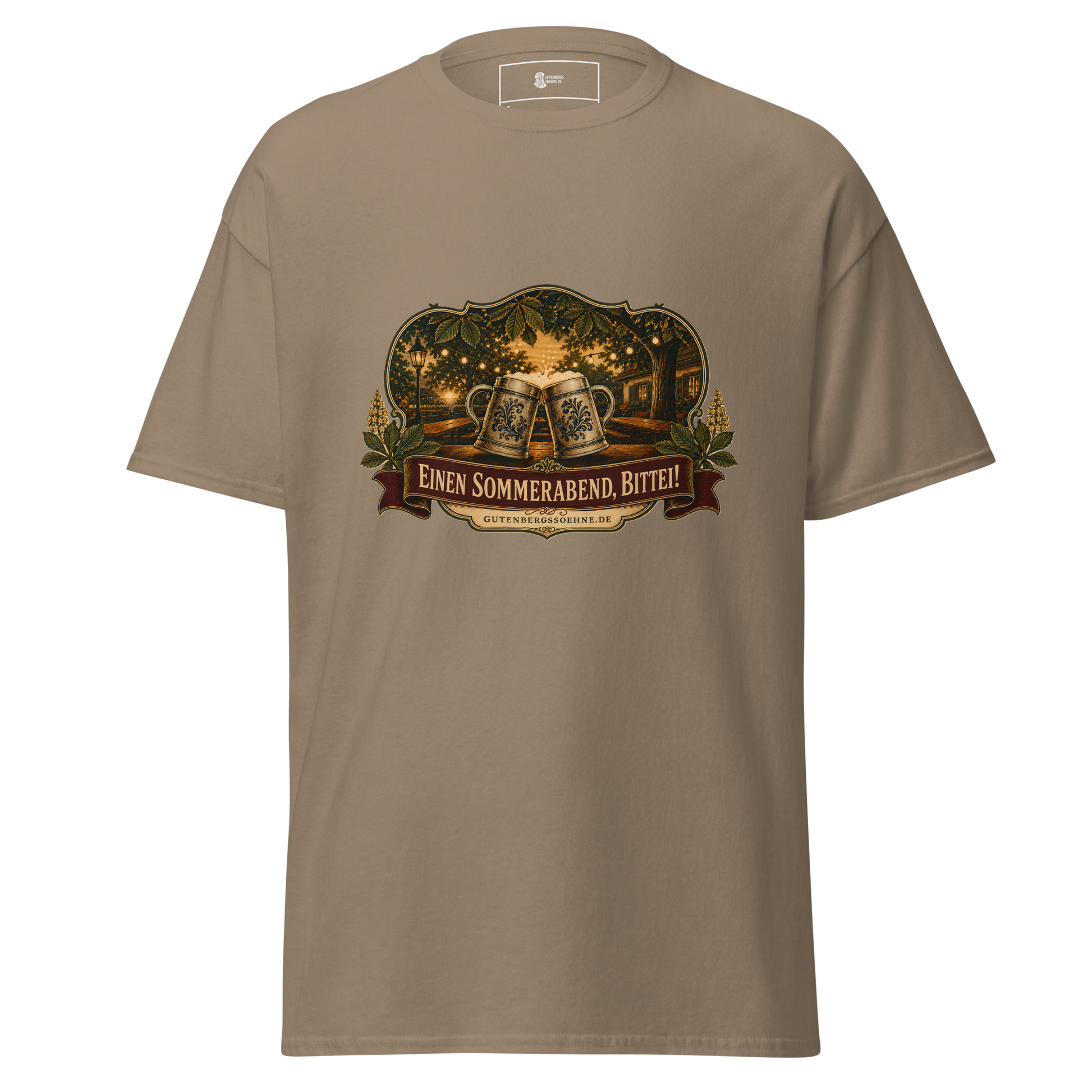 Vintage Sommermotiv Einen Sommerabend bitte auf Baumwoll-T-Shirt