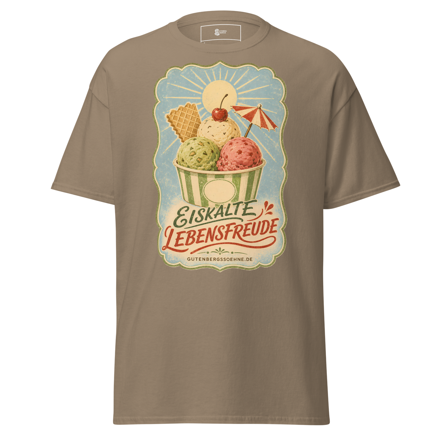 Vintage Unisex T-Shirt mit dem Spruch Eiskalte Lebensfreude