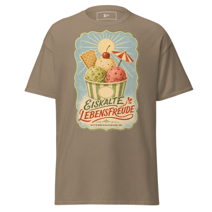 Vintage Unisex T-Shirt mit dem Spruch Eiskalte Lebensfreude