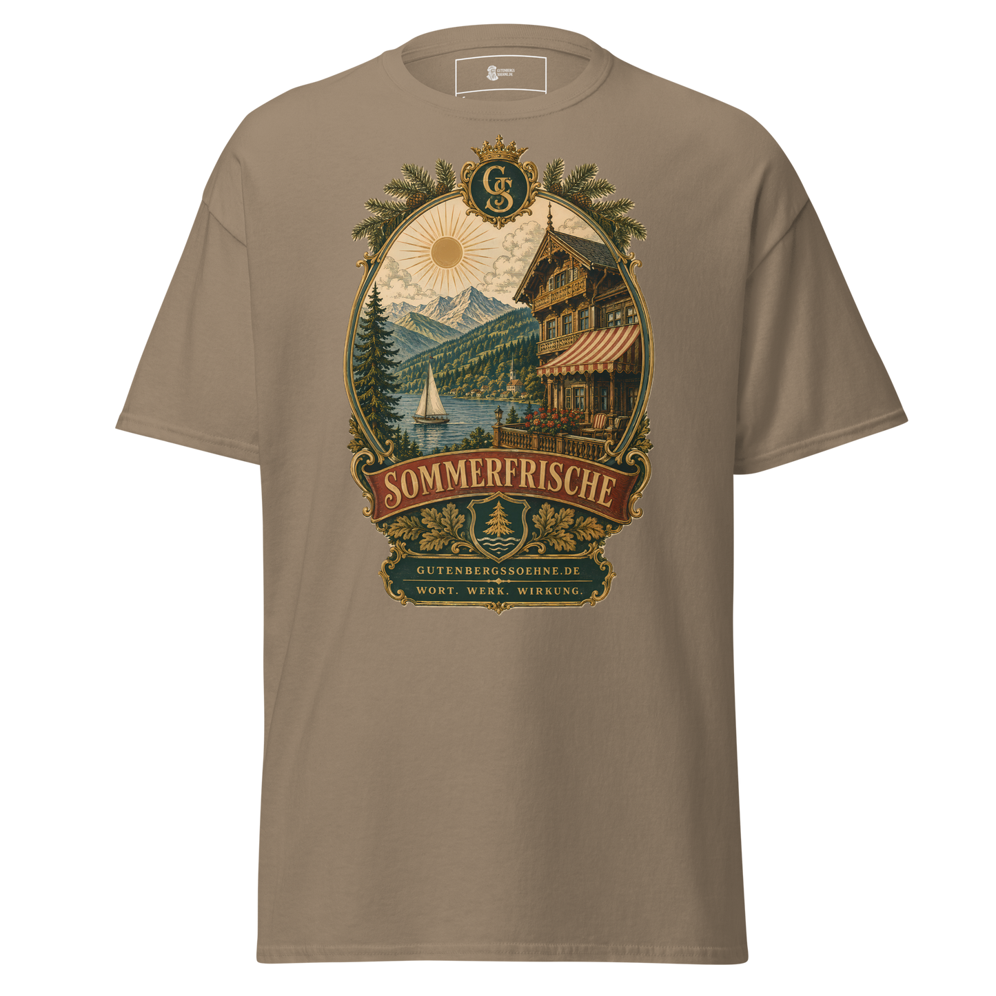 Vintage Unisex T-Shirt mit dem Schriftzug Sommerfrische braune Savanne
