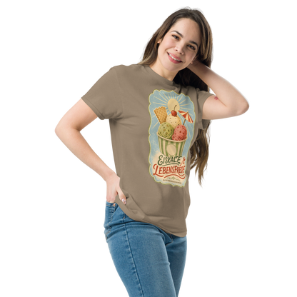 Vintage Sommermotiv Eiskalte Lebensfreude auf Baumwoll-T-Shirt