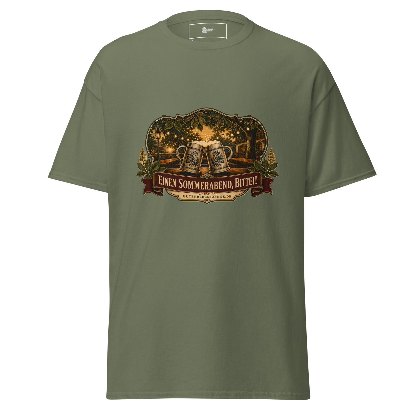 Vintage Sommermotiv Einen Sommerabend bitte auf Baumwoll-T-Shirt