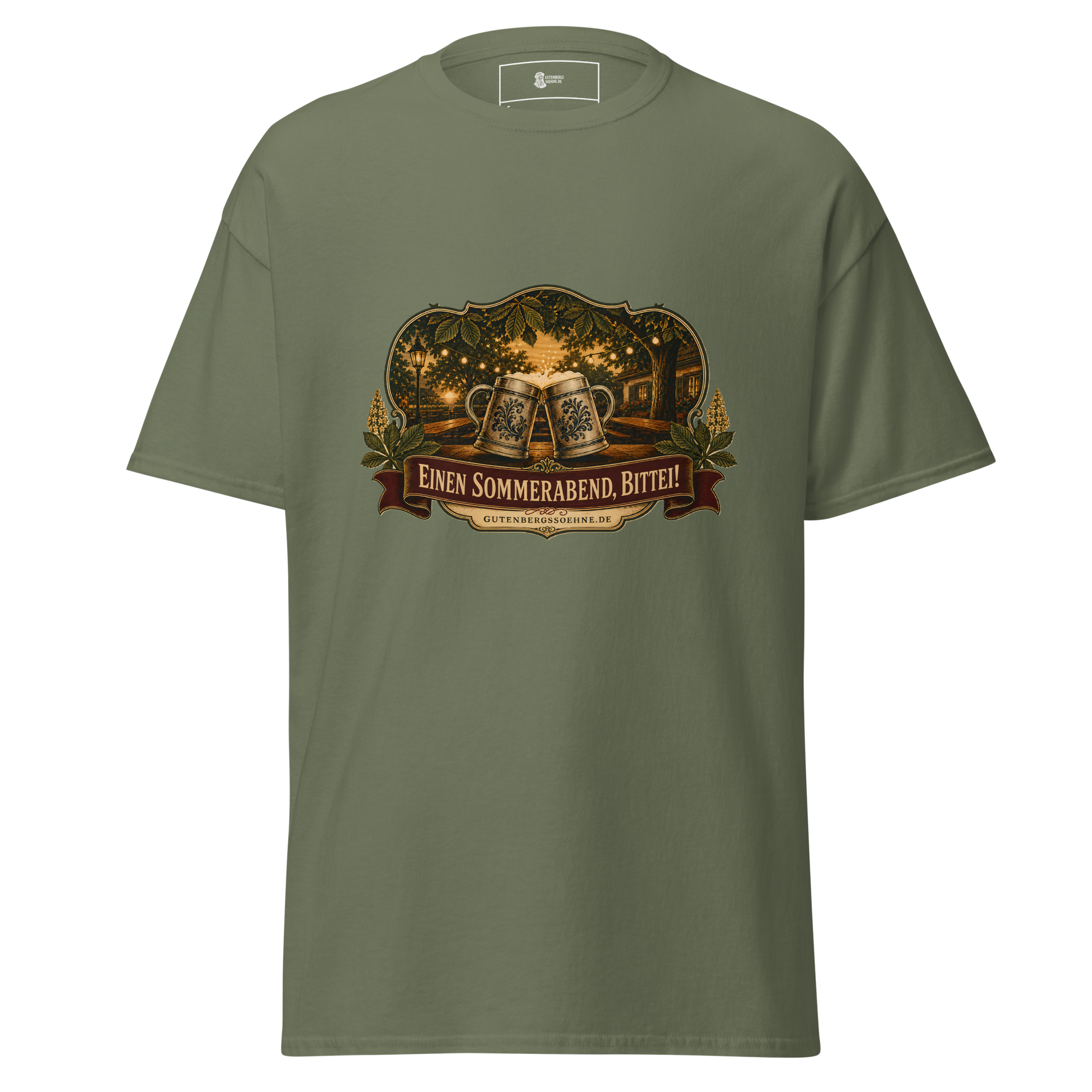 Vintage Sommermotiv Einen Sommerabend bitte auf Baumwoll-T-Shirt