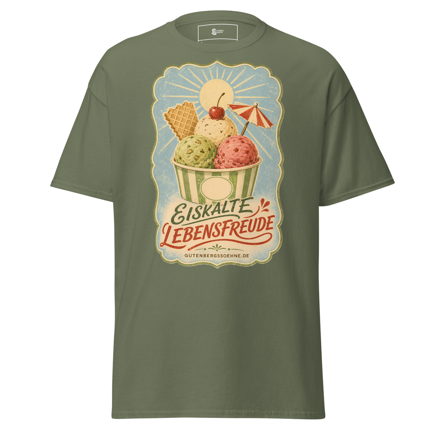 Vintage Unisex T-Shirt mit dem Spruch Eiskalte Lebensfreude