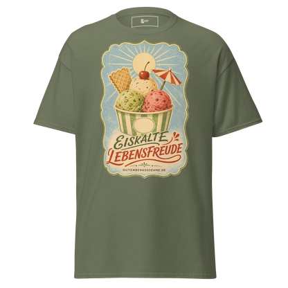 Vintage Unisex T-Shirt mit dem Spruch Eiskalte Lebensfreude