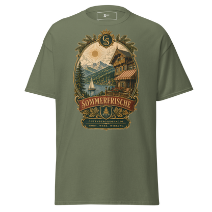 Vintage Unisex T-Shirt mit dem Schriftzug Sommerfrische militärgrün