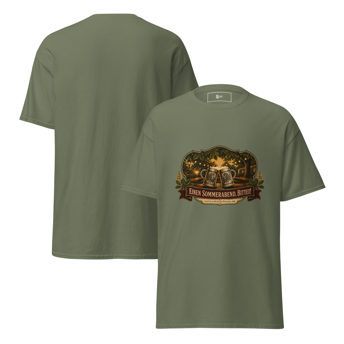 T-Shirt Einen Sommerabend bitte in Militärgrün